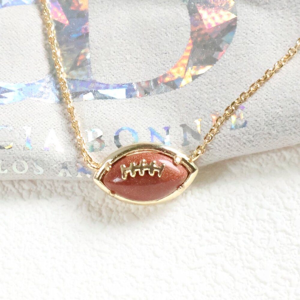 Football Gold Orange Gold Sandstone Necklace by Alicia Bonnie